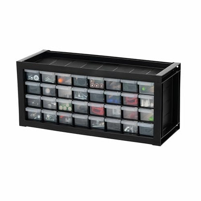 IRIS USA 32-Drawer Tool Organizer, Nuts & Bolts, Small Parts, Black | Wall mountable, Stackable, Hardware, Electronics, Teacher Toolbox, Small Parts, Nuts & Bolts, Screws - color: Black, size: 32 Drawer