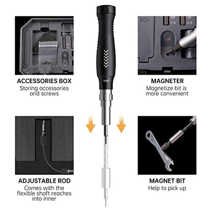 JAKEMY 164 in 1 Precision Screwdriver Set, Laptop Screwdriver Kit, Professional Computer Screwdriver Repair Tools with T5 T6 Torx Screwdriver Bit for MacBook, iPhone, PC, RC, PS5, Watch, Xbox, DIY - color: Fo164 Precision Screwdriver Set