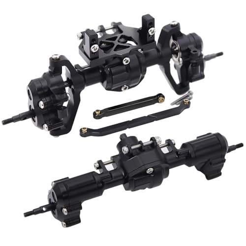 Aluminum Front Rear Portal Axle Complete Axles Set with Servo Mount for 1/18 RC Crawler Redcat Ascent-18 Ascent18 Upgrade Parts (Black) - color: Black
