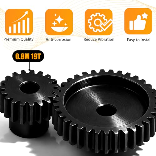 3-Pack Steel Metal 0.8M 5mm Pinion Motor Gear Sets 19T Compatible with HPI Kyosho Losi Axial Tamiya 1/8 1/10 RC Car Monster Truck Buggy, 0.8 Module Gear for Traxxsa Arrma - style: 3Pcs 19T