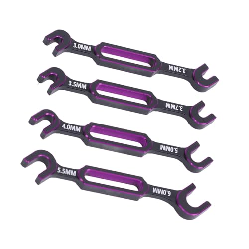 4PCS RC Wrench, Premium Aluminum Alloy Turnbuckle Nut Ball Joint Remover Tool, 3.0, 3.2, .5, .7, 4.0, 5.0, ., 6.0mm Sizes Tool for RC Car, Boat, Drone, Crawler, Truck DIY (Purple) - color: Purple