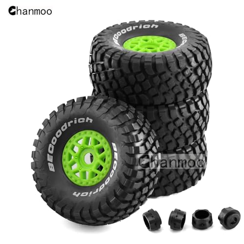 1/8 RC Short Course Truck Tires And Wheels 17mm Hex OD 140mm 1/7 All Terrain Off Road Tyres For 1:7 1:8 RC Buggy Truck Car HSP TRAXXAS UDR DF7 FS Atom ARRMA Mojave YK4072 DF7 4PCS (Green) - color: Green