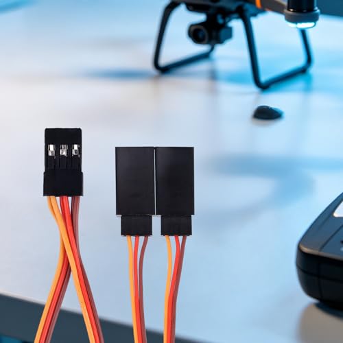 8pcs Servo Extension Cables & Y-Harness Splitters for JR Futaba Spektrum | 30-Core, 3.94in/10cm, 4.72in/12cm, Wire, Linear, RC, Airplane, Car, Drone