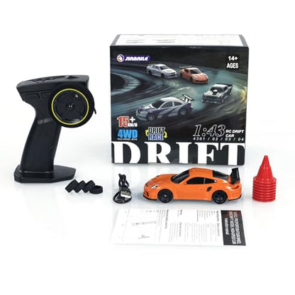 TOUCAN RC HOBBY US in Stock 1/43 Mini RC Drift Car Raceing Toy Radio Lights Traffic Safety Cone Without a Gyro Orange - color: Orange