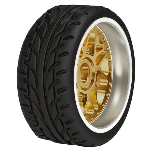 4Pcs 25mm Rc Drift Wheels & Logo Drift Car Tires for 1/24 1/28 Wltoys, [2N+2W] Aluminum Alloy Rims with High Grip Tires Simulated Tire Tread Racing Tyre for Mini-Q HGD1 Wltoys K969 K989 k929(Gold) - color: 3.gold