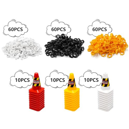 180 Pieces RC Car Racing Track Drift Runway Drift Field Fence with 30PCS Road Cones for 1/14 1/16 1/18 1/24 1/28 1/30 1/43 Mini RC Car (Black & Yellow & White, 210PCS) - color: Black & Yellow & White, 210pcs