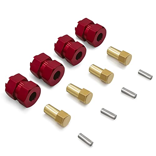 4Pcs 7mm Hex Wheel Hubs 4MM Extension Adaptor for 1/24 Axial SCX24 | 4Pcs Aluminum Wheel Hubs Extension Adaptor Combiner Coupler + 4MM Extenders RC Crawler Upgrades (Red) - color: Red