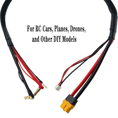 RC 2S XT60 Lipo Battery Charging/Balance Cable Leads with 4mm/5mm Bullet Connector(600MM)