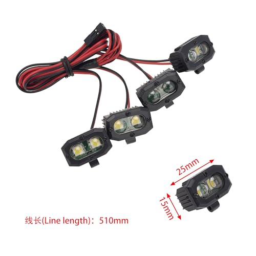 RC Crawler LED Light Kit - Bumper & Headlights for 1/10 Scale Trx4, Trx6, Scx10, Wraith, Redcat Gen 8 - IP67 Waterproof Off-Road Upgrade Accessories