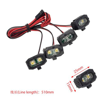 RC Crawler LED Light Kit - Bumper & Headlights for 1/10 Scale Trx4, Trx6, Scx10, Wraith, Redcat Gen 8 - IP67 Waterproof Off-Road Upgrade Accessories