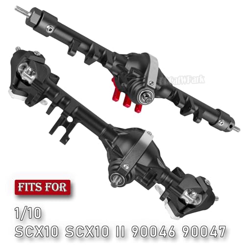 Aluminum Axles Upgrades Part for 1/10 SCX10 SCX10 II 90046 90047 RC Crawler Car,RC Alloy Front Rear Axle Hops Up,Black (Red Cover) - color: Black (Red Cover) - (Axles)