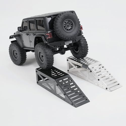 RC Crawler Ramp Obstacle for 1/18 1/24 RC Cars, Stainless Steel Rock Crawler Climbing Ramp Track Accessory with Hex Wrench (Black) - color: Black