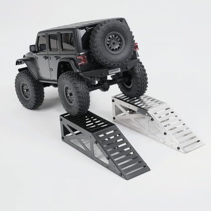 RC Crawler Ramp Obstacle for 1/18 1/24 RC Cars, Stainless Steel Rock Crawler Climbing Ramp Track Accessory with Hex Wrench (Black) - color: Black