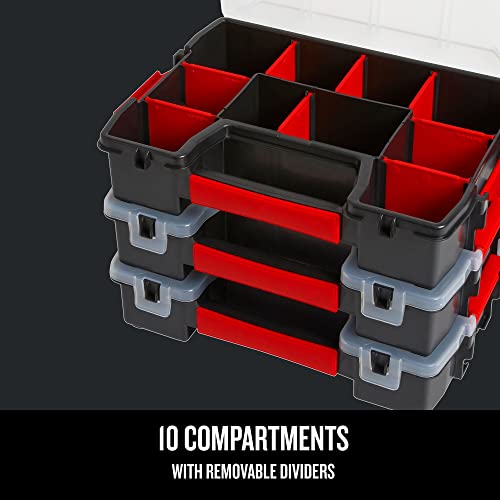 CRAFTSMAN Storage Organizer, Small Parts Organizer, 3-Packs with 10-Compartments, Lid Includes Secure Latch (CMST60964M) - size: 3 Pack (11.5" L x 2.5" W x 8.5" H), style: Triple Pack