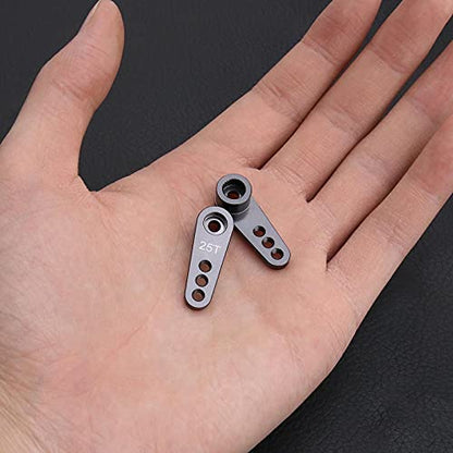 2X RC 25T Steering Servo Horn Arm 28mm Long 3 Holes M3 Thread for Remote Control Car Models 12mm 16mm 18mm Titanium Colour