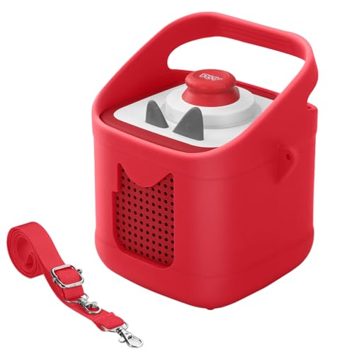 PISOSN Shockproof Carrying Case for Toniebox 2 – Anti-Slip Silicone Cover with Handle for Secure Grip (Red) - color: Red
