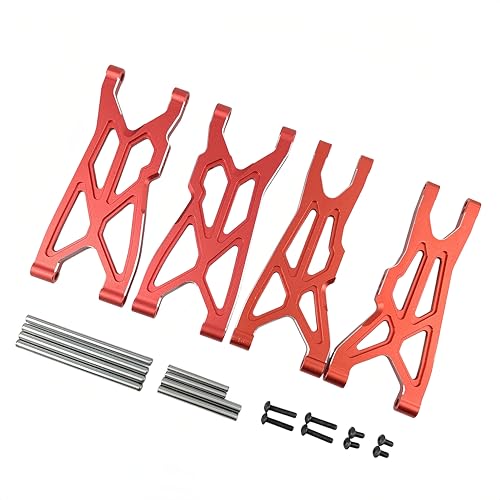Front Rear Suspension Arm Set for ARRMA Typhon 3S BLX Big Rock 3S (Red) | 6061-T6 Aluminum,CNC Machined,Heavy Duty,Direct Replacement,Improved Stability,AR330543,AR330540 - color: Red