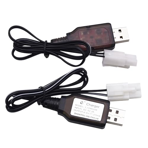 Blomiky 2 Pack 9.6V 200mA NiCD/NiMH Male Standard Tamiya USB Charge Cable for RC Cars Monster Trucks /9.6V Tamiya USB 2