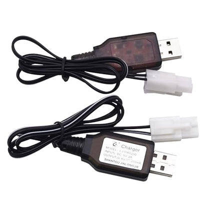 Blomiky 2 Pack 9.6V 200mA NiCD/NiMH Male Standard Tamiya USB Charge Cable for RC Cars Monster Trucks /9.6V Tamiya USB 2