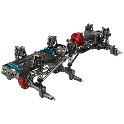 450mm Wheelbase 6x6 Chassis Frame Set with Transmission Front Middle Rear Complete Axle for 1/10 RC Crawler Car Axial SCX10 Metal DIY Upgrade (Portal axle Frame)