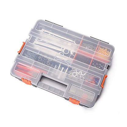 CASOMAN Tool Box Organizer Interlocking Black Small Parts Organizer for Fasteners and Crafts w/Removable Dividers (2 Piece Pack) - size: 2 Piece Set, Black