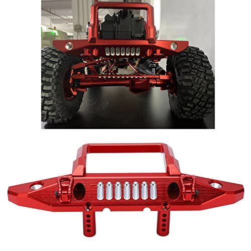 Front Bumper Aluminum Alloy Crawler Bumper RC Car Accessory with LED Light Hole for Axial 1/6 for SCX6 Car RC Car Upgrade Part (Red) - color: Red