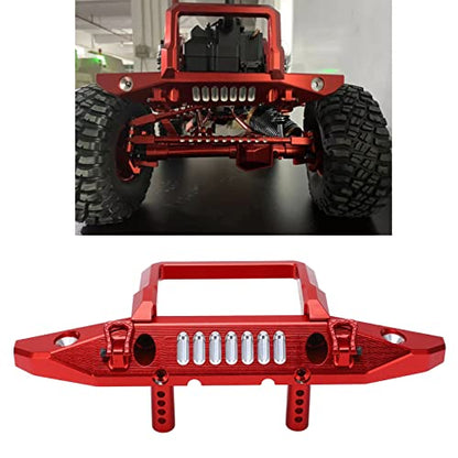 Front Bumper Aluminum Alloy Crawler Bumper RC Car Accessory with LED Light Hole for Axial 1/6 for SCX6 Car RC Car Upgrade Part (Red) - color: Red
