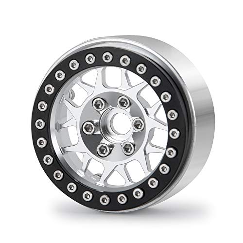 MORLORDY 4PCS RC 2.2 Beadlock Wheels Aluminum Alloy 2.2 inch Wheel Hubs Rims for 1/10 Scale RC Crawler Car SCX10 SCX10 II 90046 SCX10 III AXI03007 D90 TRX4 CC01 Upgrades - Black and Silver - color: Black and Silver