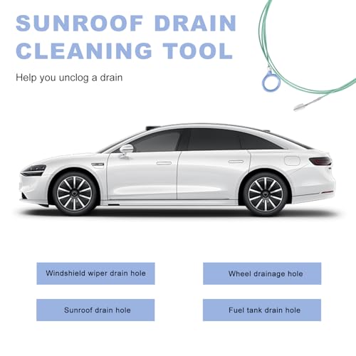 3PCS Auto Sunroof Drain Cleaning Tool, 118 Inch Long Pipe Cleaners Flexible Wire Brush with Syringe Hose, Soft Drain Brush Slim Dredging Tool for Car Sunroof Trunk Wiper Hole