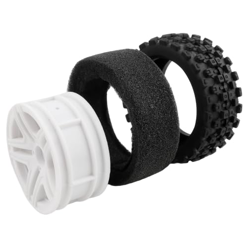 4-Pack RC 1/10 Scale On Road Rally Car Tires OD2.75 Rubber Wheel Rims 12mm Hex Compatible with Traxxas 4 Tec 2.0 Tamiya TT01 XV01 Kyosho WR8 Sakura WLtoys HPI Touring Racing Car(White)