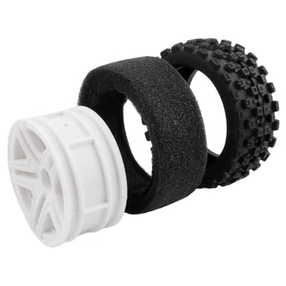 4-Pack RC 1/10 Scale On Road Rally Car Tires OD2.75 Rubber Wheel Rims 12mm Hex Compatible with Traxxas 4 Tec 2.0 Tamiya TT01 XV01 Kyosho WR8 Sakura WLtoys HPI Touring Racing Car(White)
