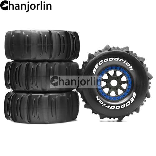 1/7 1/8 RC Off Road Truck Wheels 17mm Hex And Tires OD 5.5" Short Course Snow Sand Tyres For 1:7 1:8 Scale Buggy Truck Car TRAXXAS UDR FS Atom ARRMA Mojave 6S EXB YK4072 DF7 TB7 4PCS (Blue)