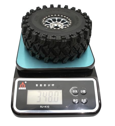 348g Weighted RC 2.2 Beadlock Wheels & Tire Set (4-Piece) Upgrades Accessories Rims for 1/10 SCX10 Wheels TRX4RC4WD and D90 RC Crawler Axial Remote Control Car 4pcs (Silver & Black) - color: Silver & Black