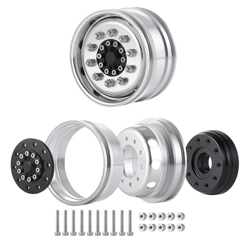 RC Car Assortment for Tamiya 1/14 RC Truck Trailer Cargo for Climbing Car Front Wheel Hub Aluminum Alloy 10 Spokes Rims(2PCS) - size: 2PCS