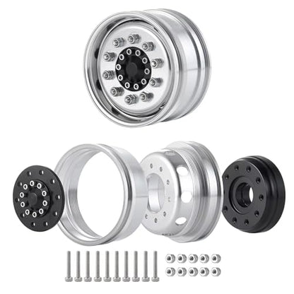 RC Car Assortment for Tamiya 1/14 RC Truck Trailer Cargo for Climbing Car Front Wheel Hub Aluminum Alloy 10 Spokes Rims(2PCS) - size: 2PCS