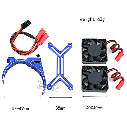 Motor Cooling Fan with 47-49mm Adjustable Mount Upgrades Part for 1/8 1/5 Infraction,Felony,Limitless,4985 1717 Motor,Aluminum 4010 High Speed Cooling Dual Fans 15000 RPM Heatsink,Blue - color: Navy Blue/Cooling Fan