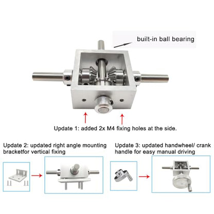 1:1 Right Angle Bevel Gearbox 1 Module 20 Teeth 90° Angle Drive Steering Gear Device Simple Mechanical DIY Module with 8mm Shaft - size: 8 mm shaft, style: 2 output shaft
