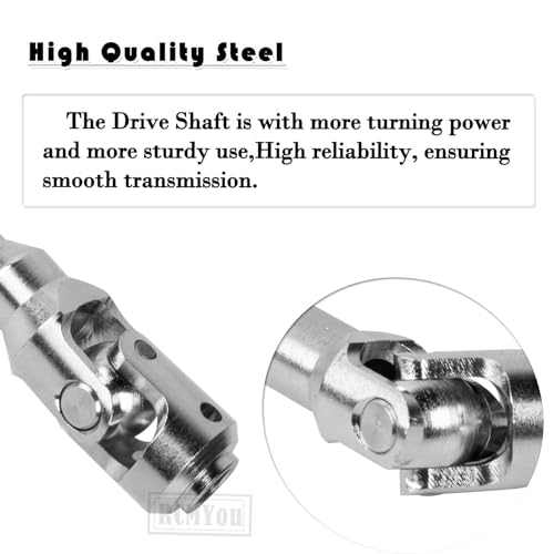 109-154MM Universal Drive Shaft Axles Upgrades Part for 1/10 SCX10 SCX10 II Redca t D90 Gen7 /Pro RC4 WD GEN8 RC Crawler,2PCS #45 Steel Driveshaft Hop-Ups,Silver