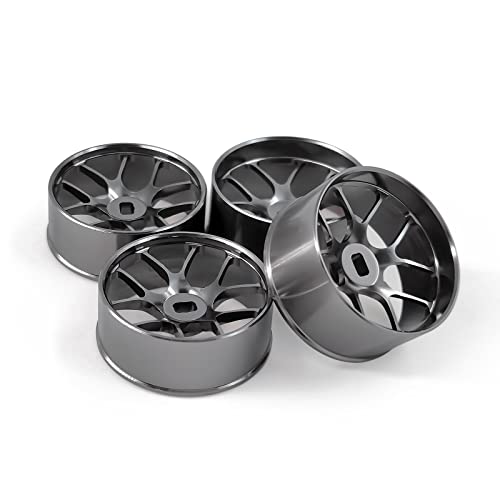 4Pcs Metal 1/24 1/28 RC Car Drift Wheels, [2N+2W] 22mm 1/28 RC Car Drift Hubs for Mini-Z BBS Mini-Q HGD1 Mini-D DRZ Wltoys K969 K989 Rc Car Upgrade Parts (2.5 Degree, Titanium) - color: Titanium, size: 2.5 Degree
