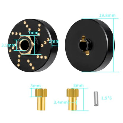 MOHERO 4Pcs 58g Brass Wheel Weights with 7mm Wheel Hex Hub Extended Wheel Spacers for 1/18 RC Crawlers TRX4M Bronco Defender K10 High Trail F150 Upgrades Parts