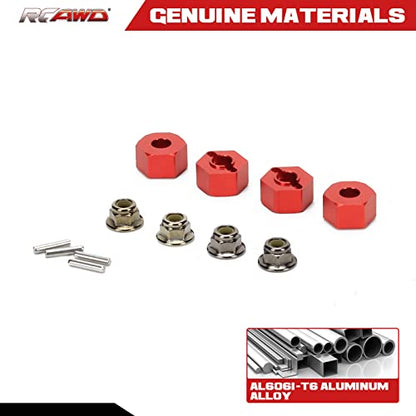 RCAWD 12mm Aluminum Wheel Hex Drive Hub Adaptor (4P) & M4 Locknut (4P) RC Model Car Parts Blue(Red) - color: Red