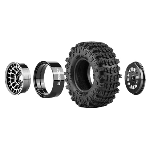 GLOBACT 1.3 Wheels Tires Offset -3.75mm for SCX24 AX24 TRX4M 1/18 1/24, BK - color: Black