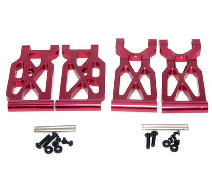 Suspension Control A Arms Compatible With 1/10 Wltoys 104001 144002 124019 124018 124017 144010 Parts RC Car Truck Aluminum Alloy Swing Suspension Arm Upgrade(Red)