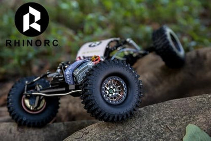 RhinoRC MOZA 1.9 Inch Negative Offset Aluminum Wheel Rim 4PCS Beadlock RC Tires for 1/10 RC Crawler Axial SCX10 RR10 Wraith TRX4 TRX-6 (WH1907) - color: Wh1907