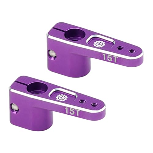 2PCS 15T SCX24 Servo Horn for EMAX ES08MA Suitable for Axial SCX24 AX24 90081 Etc 1/24 RC Crawler Car Upgrades (Purple) - color: Purple