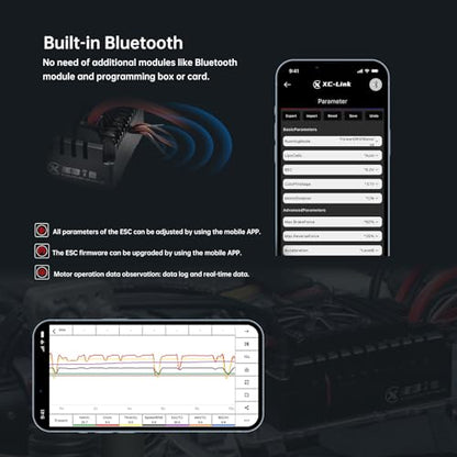 XC E3 Sensored Brushless ESC for RC Car, 6-12S Lipo,300A Continuous Current,10-25A、6.0/7.4/8.4V BEC,Applicable to 1/5,Support Turbo Timing and APP Control - size: E3
