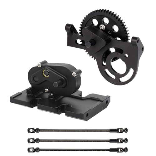 AMK 1/10 Scale Transmission Kit OD Transfer Case Gearbox with 30% Overdrive Gear Box 3Pcs Driveshafts for RC Crawler Axial SCX10 II Element Enduro DIY LCG Chassis (Black) - color: Black