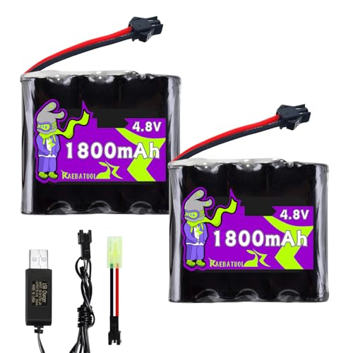 4.8V 1800mAh Ni-Cd Rechargeable Battery with SM-2P Plug(Black),Fit for SY-E511 RC Excavator C181 C182 C185 1/18 Scale C181 E562 TD141 with Charger （4*AA）
