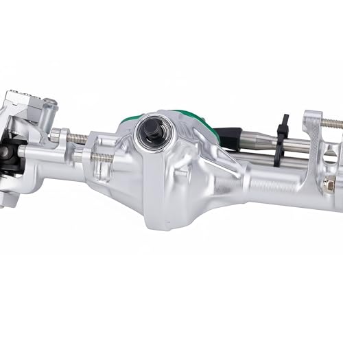 HD44 Axles, 1/10 RC Offset Straight Axles, CNC Aluminum Integrated Front & Rear Axles with High-Strength Steel Gears, for 1/10 RC Crawlers Vanquish VS4-10 & Axial SCX10 II Upgrades (Silvery) - color: Silvery