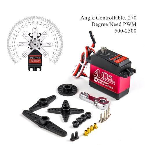 4PCS 40KG 6V DS3240 Waterproof Digital Servo with 25T Servo Arm High Torque for 1:8 1:10 1:12 RC Toys Model Crawler Truck Mechanical Arm180°/270° (270 Degree)